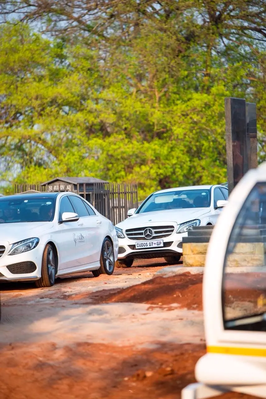 Funeral cars waiting outside the cemetery